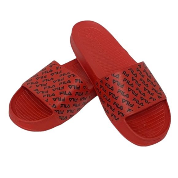 Fila Red With Black Logo Slides Men’s Size M 12 - Picture 3 of 8